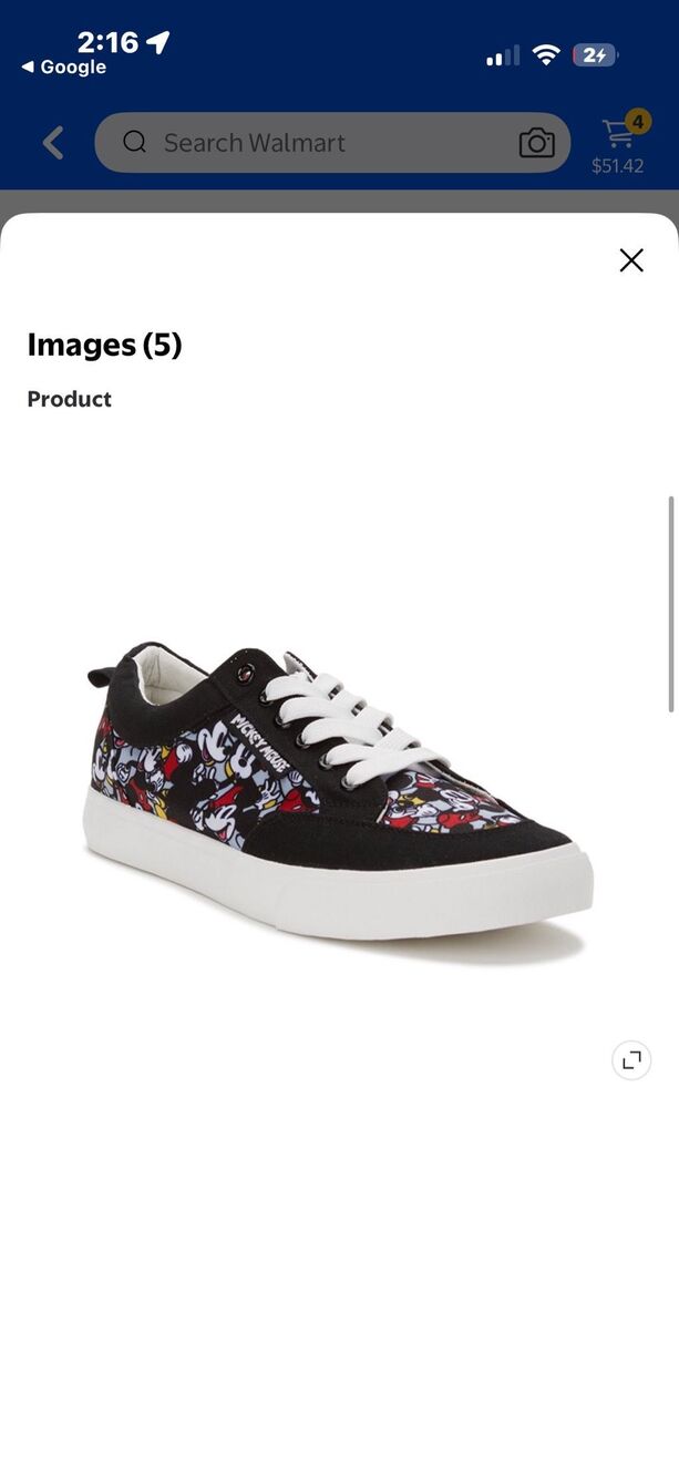 Disney Ground Up Mickey Mouse Print Mens Low Top Canvas Sneakers Black Size 11.5